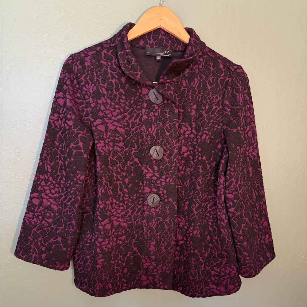 Liv by Habitat Clothes Textured Purple & Black Button Jacket Women’s XS